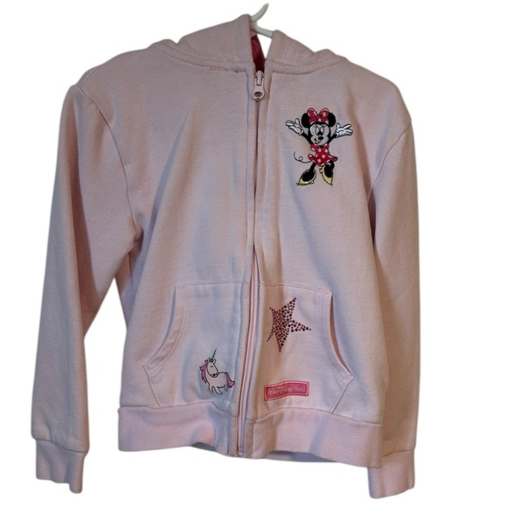 DISNEY Pink Fleece Lined Zip Front MINNIE MOUSE Hoodie